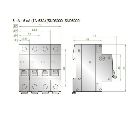 Автоматический выключатель Sigma Elektrik 3P C 4A 6kA 6SM304C – изображение 2