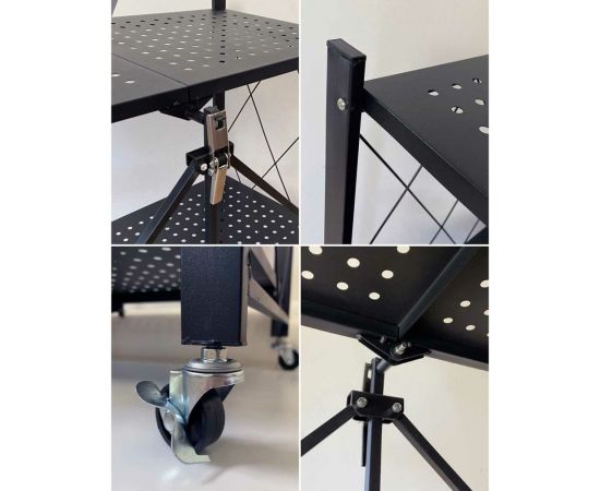 Металлический стеллаж ГЕЛЕОС Атлант-5, 5 полок, складной, размер 730x400x1590 мм, черный АСТ-51 – изображение 3