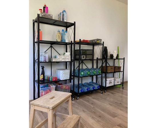 Металлический стеллаж ГЕЛЕОС Атлант-5, 5 полок, складной, размер 730x400x1590 мм, черный АСТ-51 – изображение 2