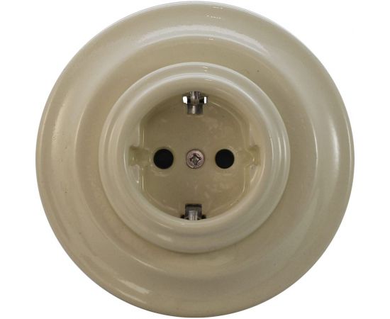 Розетка Retrika ретро, керамика, ??ерия Colony, с заземляющим контактом, слоновая кость RS1-80005 