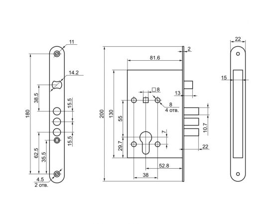 Врезной замок BORDER 78919-ЗВ4-31/5518332 – изображение 2