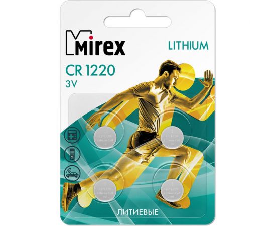 Батарея Mirex, литиевая CR1220 3V 4 шт ecopack 23702-CR1220-E4 – изображение 4