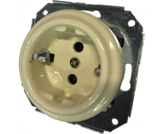 Розетка Retrika ретро, керамика, ??ерия Colony, с заземляющим контактом, слоновая кость RS1-80005 – изображение 4