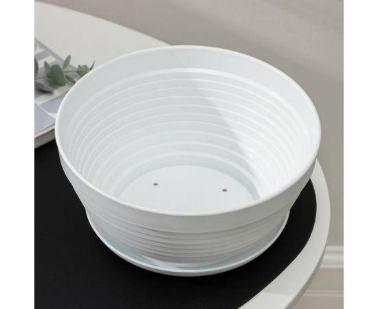 Горшок для цветов с поддоном СИМАЛЕНД Алиса 1.5 л, 20х10 см, белый 4330129 – изображение 6