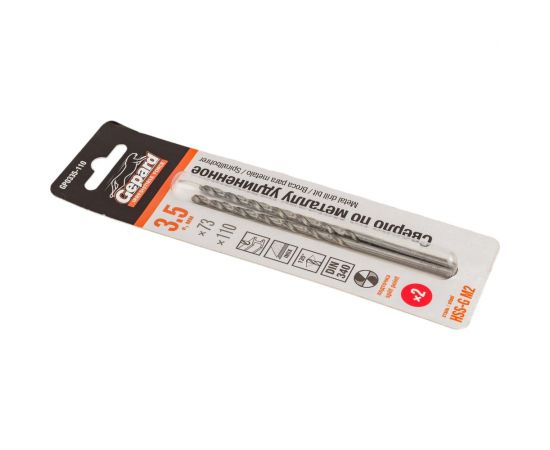 Сверло спиральное удлиненное по металлу 2 шт, 3.5x73x110 мм, HSS-G Gepard GP0335-110 – изображение 2