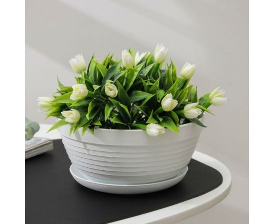 Горшок для цветов с поддоном СИМАЛЕНД Алиса 1.5 л, 20х10 см, белый 4330129 – изображение 5