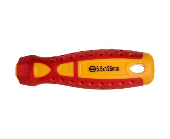 Шлицевая диэлектрическая отвертка Ladina GREPP SL5,5х125 мм, CrV, двухкомпонентная рукоятка 202-028 – изображение 2