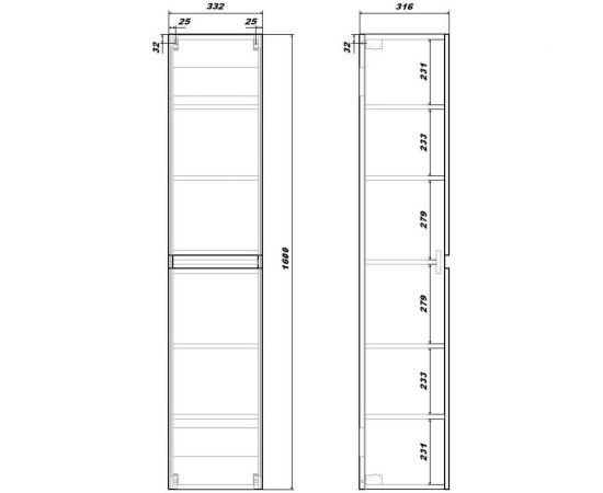 Подвесной шкаф-пенал Sanstar Велья 37.1-3.4.1. – изображение 3