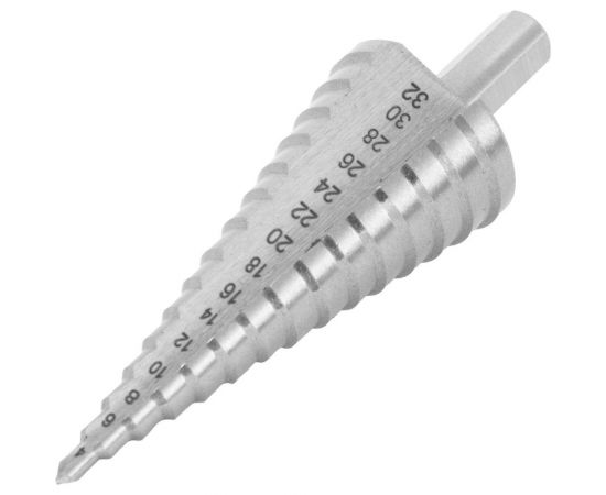 Сверло ступенчатое 15 ступеней, 4-32 мм, сталь HSS, шлифованное Спец 370102 