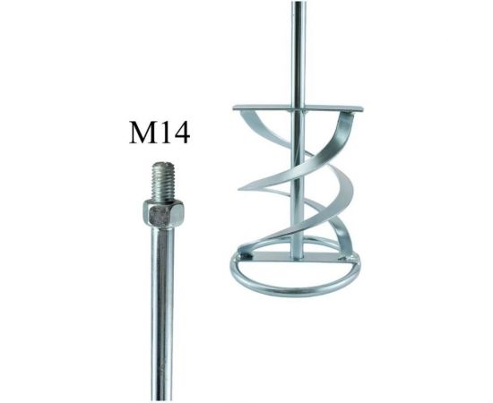 Насадка-венчик оцинкованная 140x600 мм, М14 для строительного миксера TORGWIN T958968 