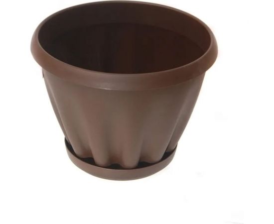 Горшок с поддоном Материя Пластика Знатный шоколадный, диам. 110 мм, 0.45 л 044167 
