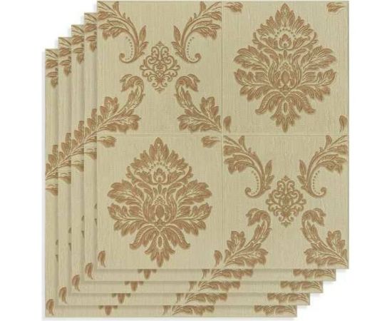 Мягкая самоклеящаяся 3D панель LAKO Барокко (комплект 5 шт.; бежевый 1; 70x70 см) LKD-5-1011 – изображение 3