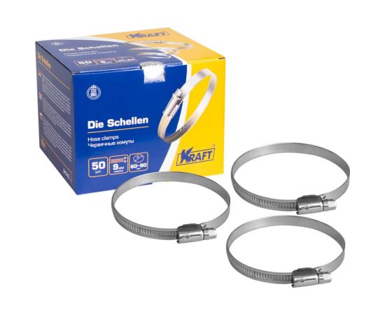 Червячный хомут KRAFT 60-80 мм, уп. 50 шт. KT 880210 – изображение 3