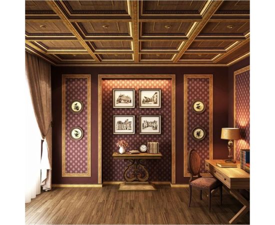 Плинтус Cosca интерьерный багет, 90 мм, античное золото СПБ029378 – изображение 4