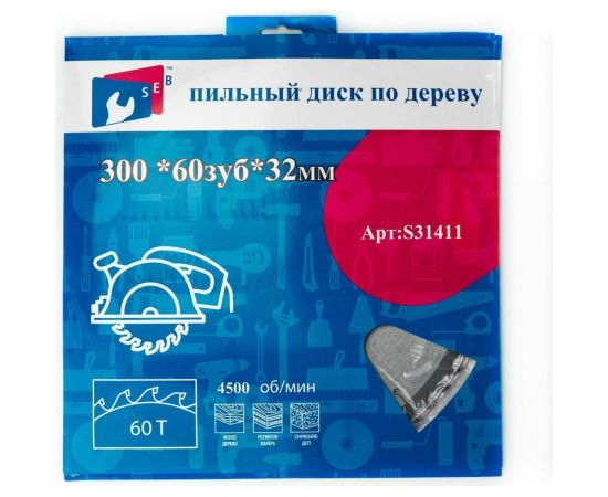 Диск пильный по дереву 300x32/30 мм, 60 зубьев S.E.B. S31411 – изображение 2