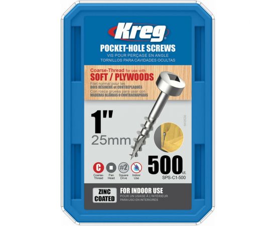 Шурупы с крупным шагом KREG 1"", 25 мм, Pan-Head, 500 шт. SPS-C1-500-INT – изображение 2