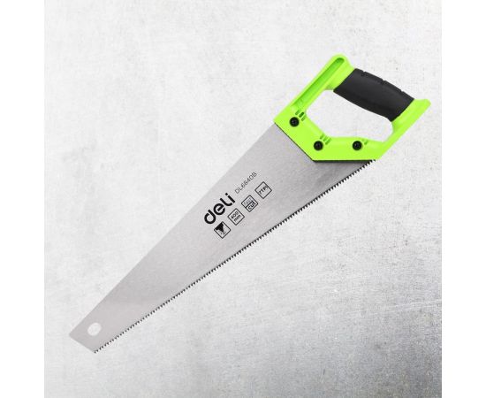 Ножовка (пила) по деревуDELI DL6840b 400 мм, 7 зубьев на дюйм, 3D заточка, рукоять из двухкомпонентного противоударного пластика 114789 – изображение 2