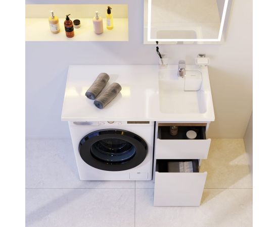 Раковина над стиральной машиной AM.PM X-Joy литьевой мрамор, правая, 100 см M85AWPR1001WG – изображение 6