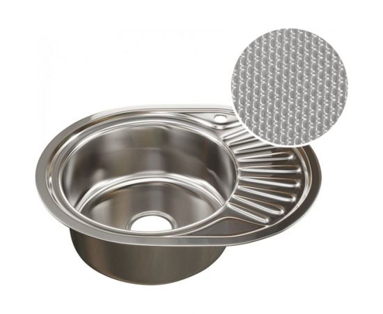 Мойка mixline овальная, 45х57х18 см, 0.8, левый выпуск 3 1/2, с сифоном, декор 532302 