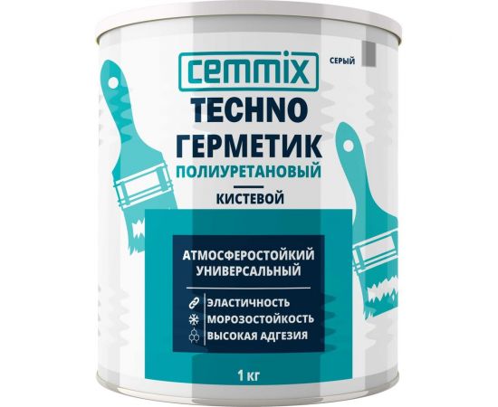 Герметик полиуретановый CEMMIX ""Кистевой"", банка 1 кг, цвет серый 85498729 
