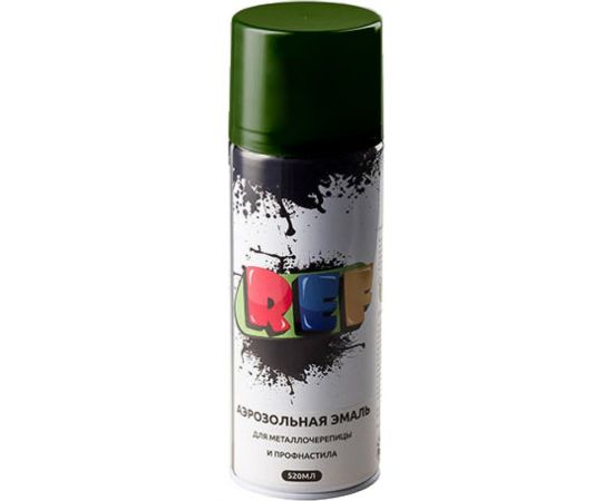 Аэрозольная эмаль для металлочерепицы и профнастила REF зеленый мох, RAL 6005 