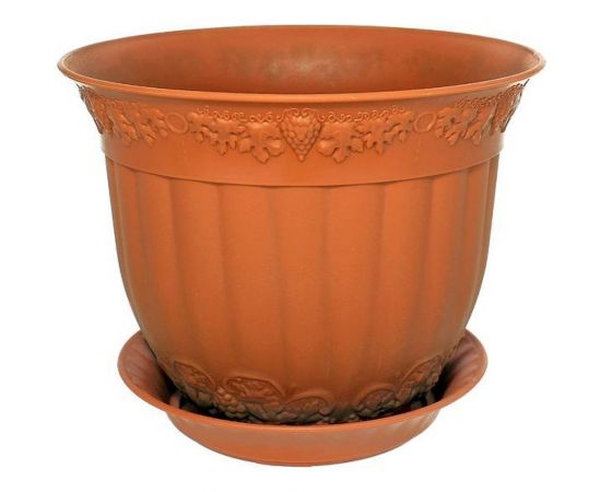 Кашпо с поддоном Эльфпласт Флора диаметр 25 см, 5 л, терракотовое 032797 