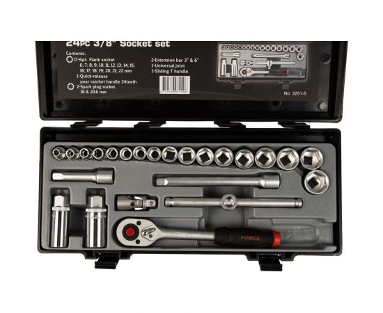 Набор 6-гранных головок с приспособлениями FORCE 3251-5 