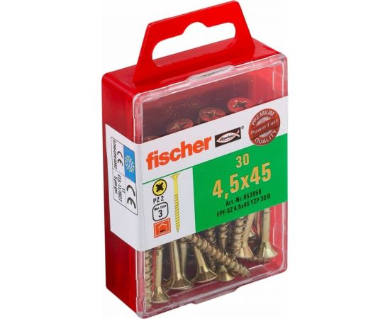 Шуруп для дерева Fischer fpf-sz 4,5x45 yzp, жёлт. цинк, 30 шт. 653958 – изображение 3