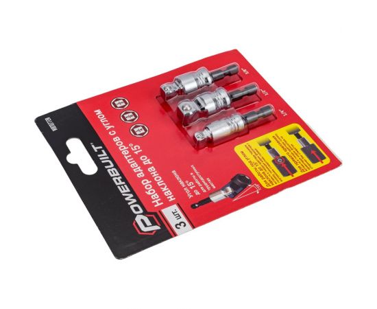 Набор адаптеров для торцевых головок powerbuilt 3 шт, 1/4"", 1/2"", 3/8"", с углом наклона до 15 градусов TORGWIN WBT0772R – изображение 4