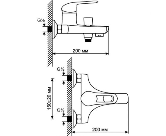 Смеситель для ванны mixline ML05-01 522144 – изображение 2