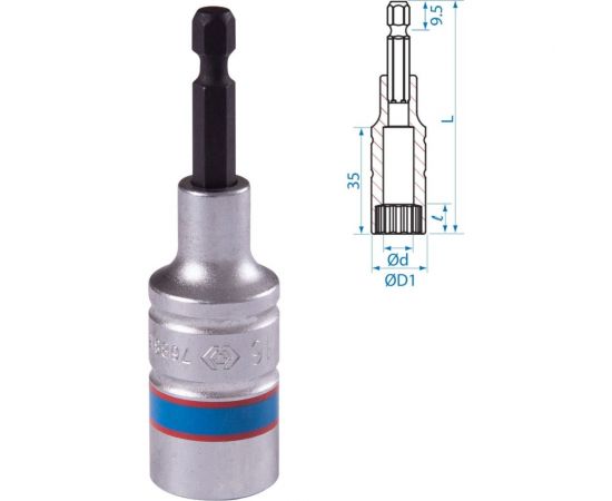 Головка двенадцатигранная 1/4"", 16х80 мм для шуруповерта KING TONY 76B816M – изображение 4