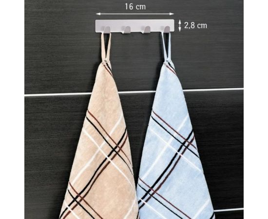 Самоклеющиеся планки с четырьмя крючками Tatkraft Fyra набор 2 шт., из нержавеющей стали L16xH2 10789 – изображение 2