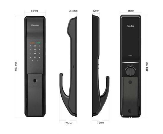 Электронный дверной замок KAADAS K9-5W (черный) с монтажным комплектом (90-120мм) K9-5W black 