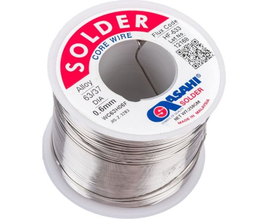 Припой (0.6 мм, 0.25 кг, Sn63/Pb37, HF533 флюс RMA) ASAHI 00-00002077 