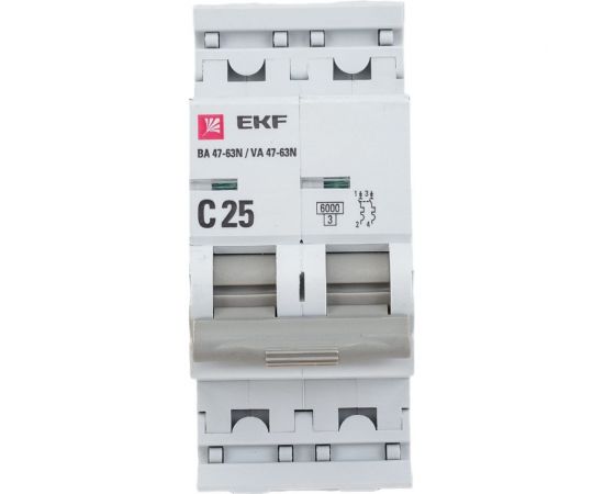Автоматический выключатель EKF 2P 25А (C) 6кА ВА 47-63N PROxima M636225C 