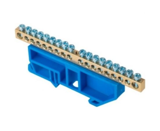 Шина EKF ""0"" N, 18 отверстий, латунь, синий изолятор на DIN-рейку, PROxima sn0-63-18-d 