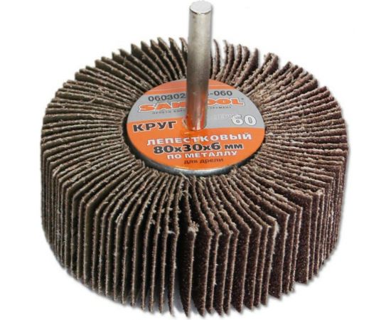 Круг лепестковый по металлу для дрели 80x30x6 мм, P60 SANTOOL 060302-003-060 