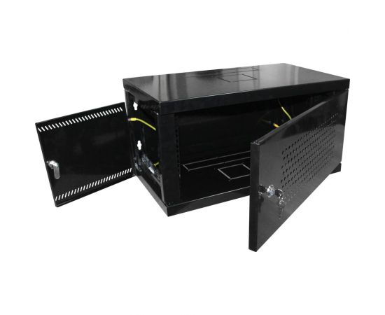 Настенный разборный шкаф КДДС 19"", 6u, перфорированная дверь, 600x350, черный УТ-00001094 – изображение 2