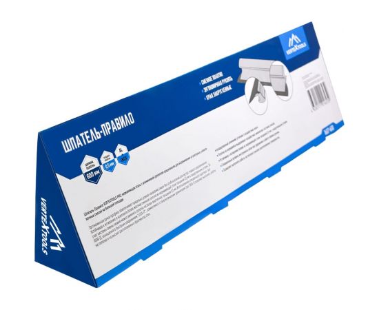 Шпатель-правило vertextools 600мм, толщина 0,5мм, алюминевый+нержавеющая сталь 1607-600 – изображение 4