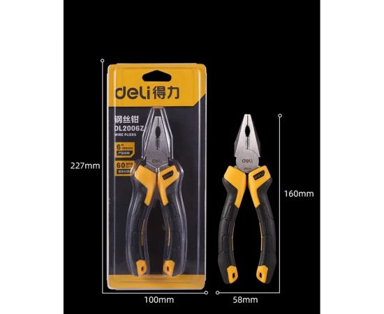 Комбинированные плоскогубцы DELI dl2006z 160мм сталь crv, прорезиненная двухкомпонентная рукоять 110701 – изображение 9