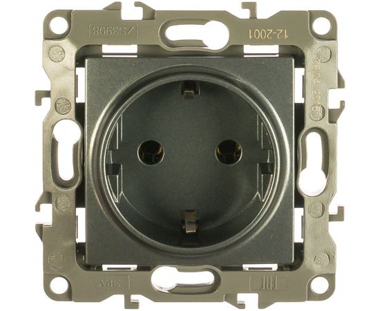 Розетка ЭРА 12-2001-12 2P E Schuko, 16A-250В, IP20, без м.лапок, 12, графит Б0019307 