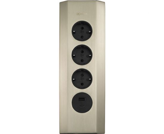 Механический блок розеток Mebax 50F 3 секции Серый металлик угловая 2 USB 00-00001588 