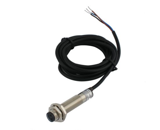 Диффузионный фотодатчик INNOCONT М12x1, зона срабатывания до 10 см, -10 +60 С, 12…24 VDC, IP67, выход: NPN NO, макс. ток 200 мА, время реакции 3 мс, кабель 2 м PES-D12-NO10D 