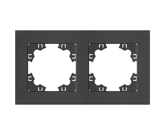 Двухместная горизонтальная рамка UNIVersal серия афина графит еврослот A0044-Gr 