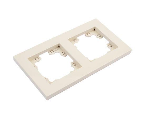 Двухместная горизонтальная рамка UNIVersal серия афина слоновая кость ivory еврослот A0044-I 