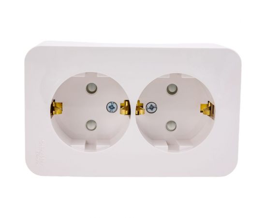 2-ая наружная розетка Schneider Electric Blanca Белый, с заземлением, со шторками, 16А, 250В, изолированная SE BLNRA011211 