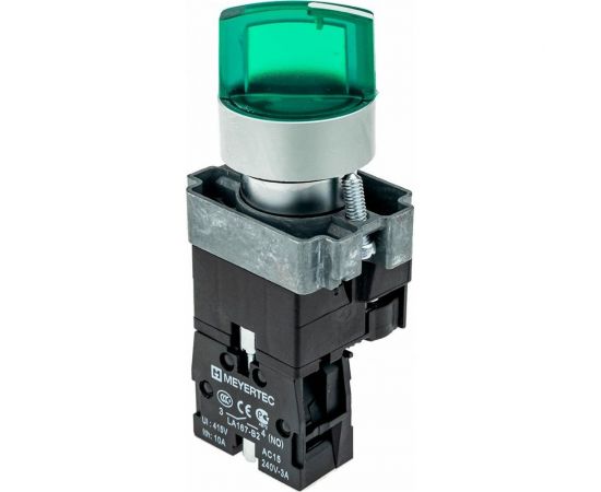 Переключатель MEYERTEC с LED подсветкой, 220V AC/ DC, зеленый, металл MTB2-BK3363 арт. 00000079375 