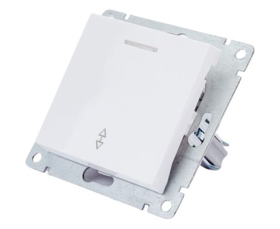 Проходной одноклавишный выключатель UNIVersal с подсветкой серия афина , с/у, 10а, 220в, белый еврослот A0125 