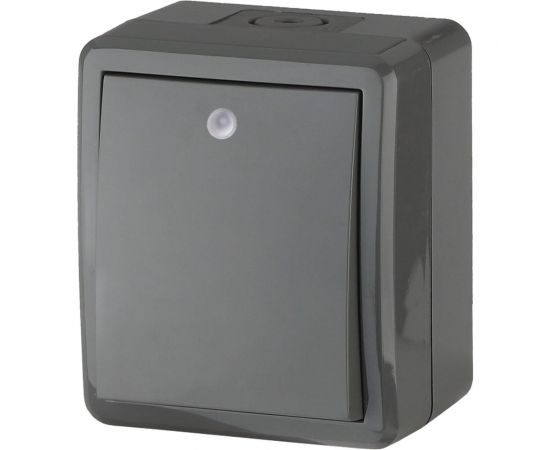 Выключатель с подсветкой ЭРА 11-1402-03 IP54, 10АХ-250В, ОУ, Эксперт, серый Б0020672 