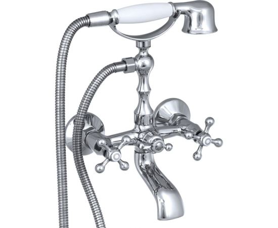 Смеситель для ванны СЛАВЕН с коротким литым изливом, переключатель флажковый, двуручный СЛ-ДВ-А30 